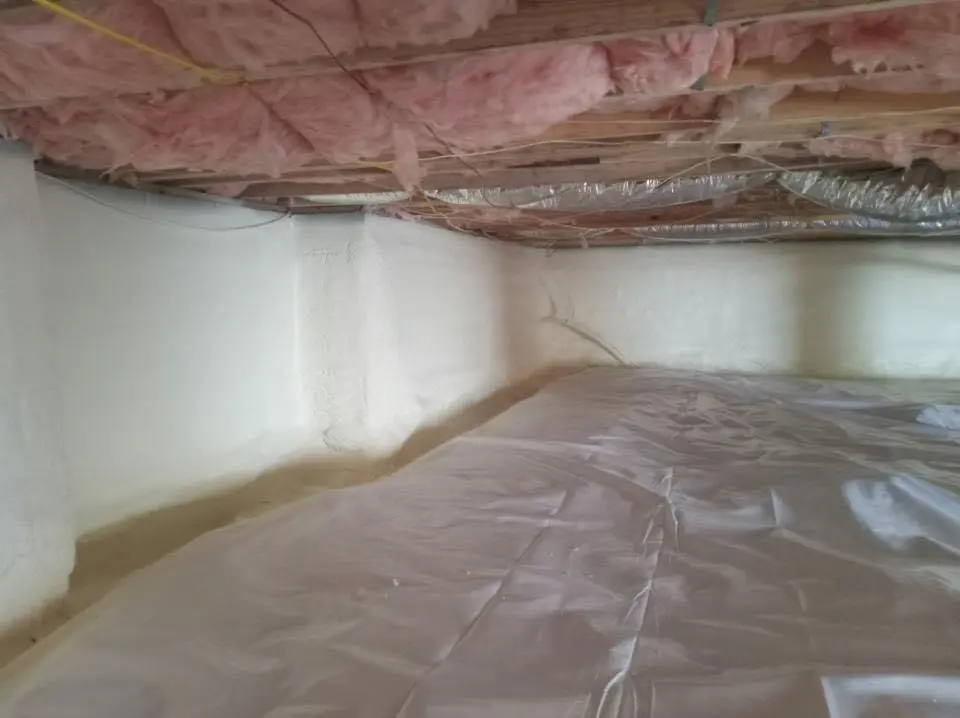 Crawl space encapsulation with closed-cell spray foam for Attic Insulation in Guilderland